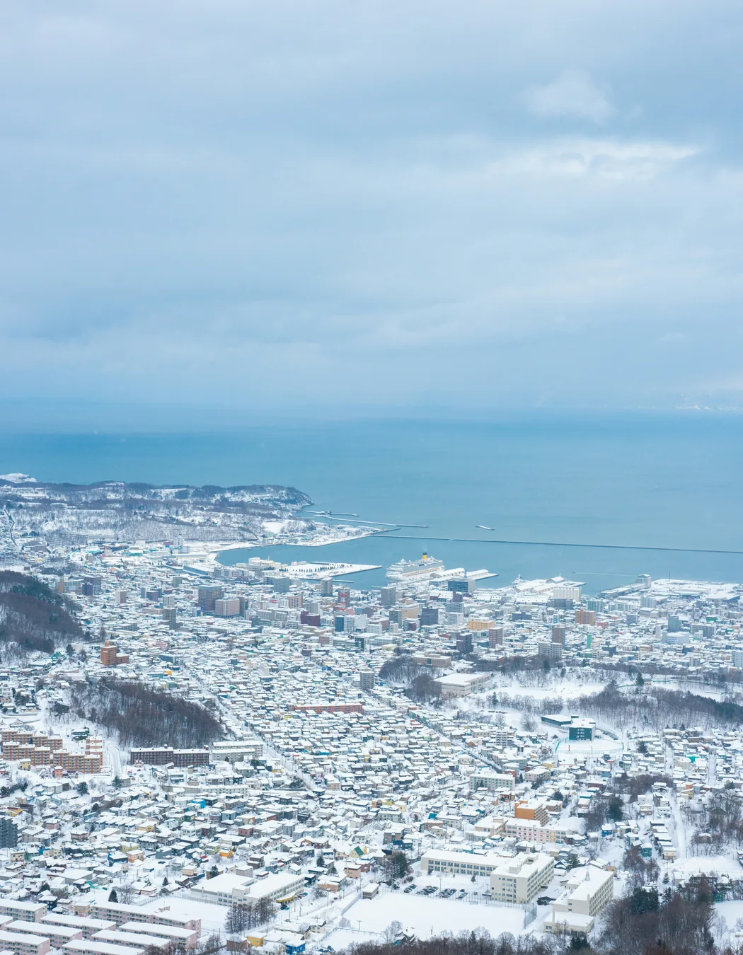雪に覆われた北海道・小樽の街並み